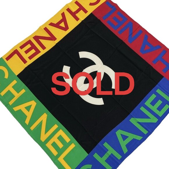 CHANEL Black Green Multi Scarf 334-062425 - Picture 1 of 6